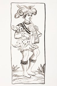 The joker card from a 15th century tarot deck, from 